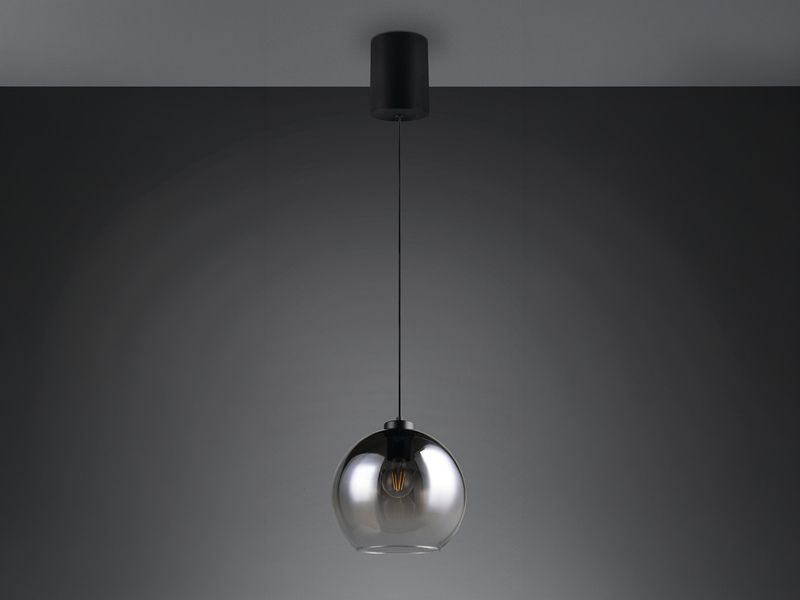 LED Pendelleuchte höhenverstellbar 1-flammig mit Rauchglas Kugel, Ø 25cm