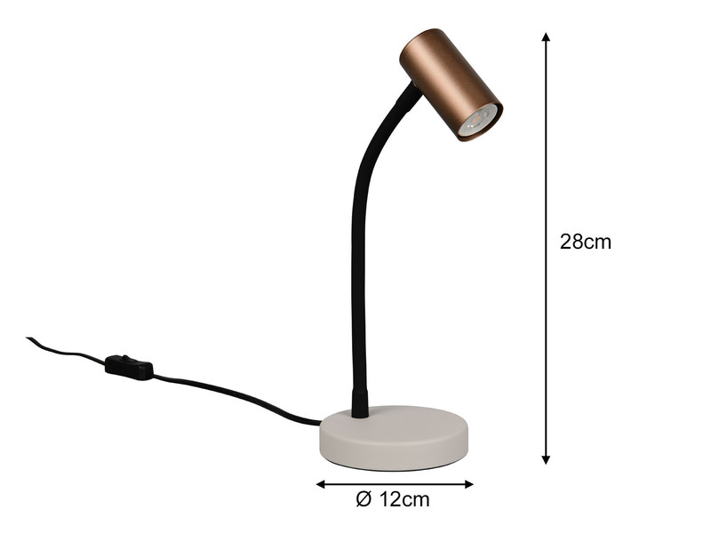 Flexible LED Schreibtischlampe Coffee / Grau, Höhe 28cm