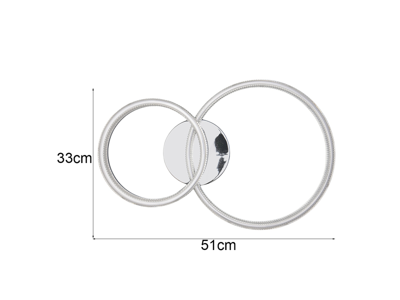 LED Deckenleuchte MOVA 2 Ringe Chrom Silber, Neutralweiß 4000K, Breite 51cm