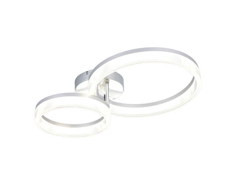 LED Deckenleuchte MOVA 2 Ringe Chrom Silber, Neutralweiß 4000K, Breite 51cm