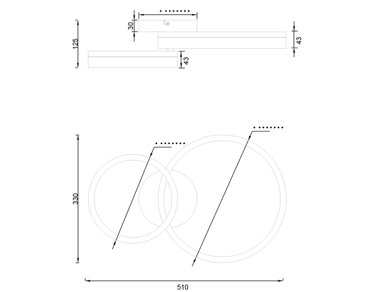 LED Deckenleuchte MOVA 2 Ringe Chrom Silber, Neutralweiß 4000K, Breite 51cm