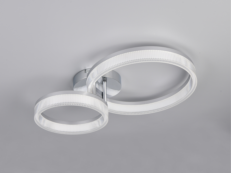 LED Deckenleuchte MOVA 2 Ringe Chrom Silber, Neutralweiß 4000K, Breite 51cm