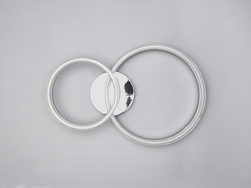 LED Deckenleuchte MOVA 2 Ringe Chrom Silber, Neutralweiß 4000K, Breite 51cm