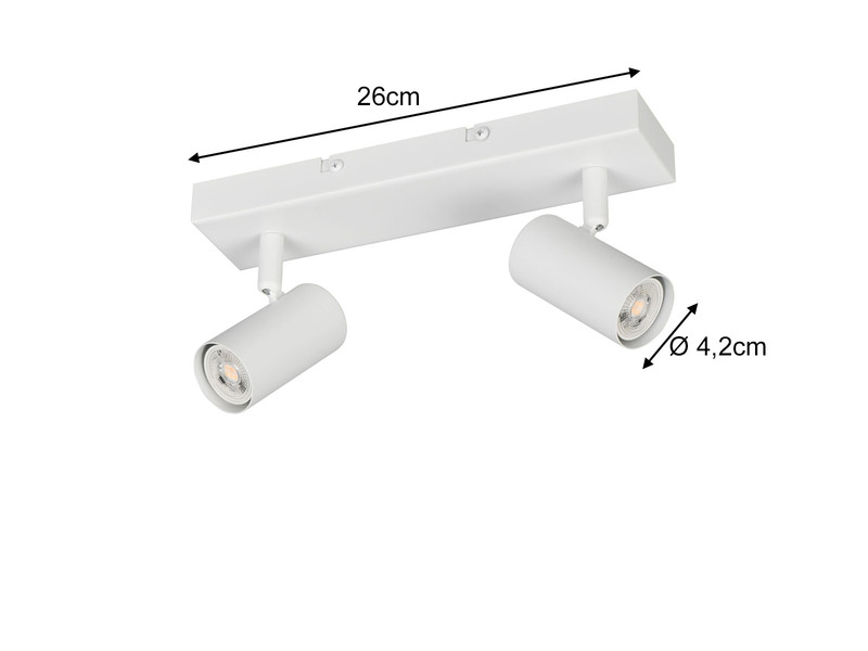 Deckenstrahler TARYN Weiß 2-flammig, Breite 26cm