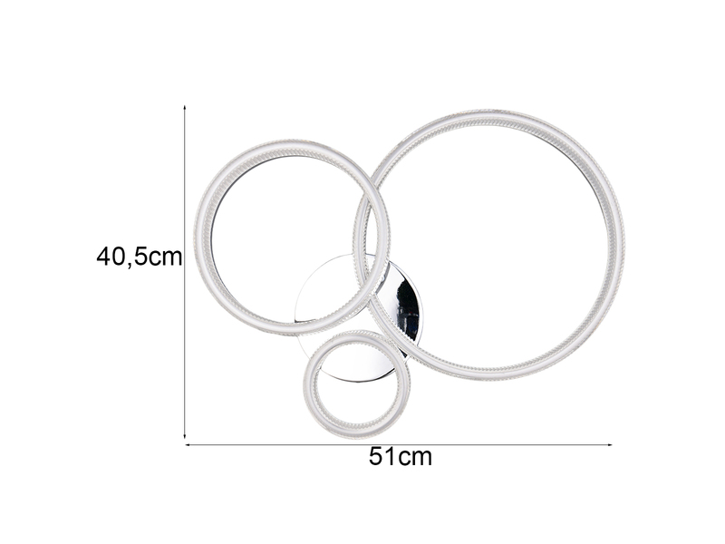 LED Deckenleuchte MOVA 3 Ringe Chrom Silber, Neutralweiß 4000K, Breite 51cm