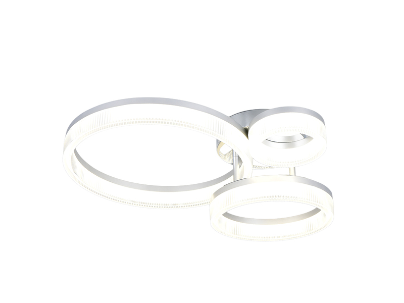 LED Deckenleuchte MOVA 3 Ringe Chrom Silber, Neutralweiß 4000K, Breite 51cm