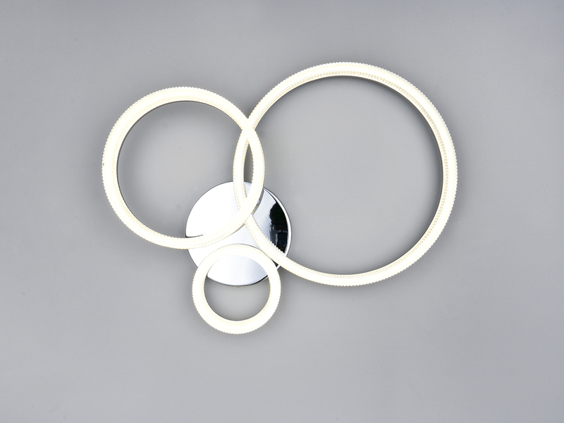 LED Deckenleuchte MOVA 3 Ringe Chrom Silber, Neutralweiß 4000K, Breite 51cm