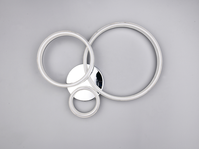 LED Deckenleuchte MOVA 3 Ringe Chrom Silber, Neutralweiß 4000K, Breite 51cm