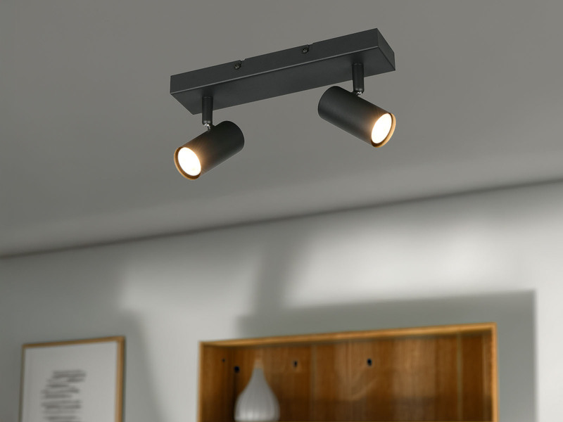 Deckenstrahler TARYN Schwarz 2-flammig, Breite 26cm