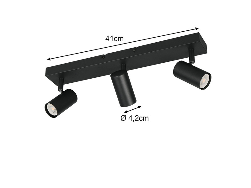 Deckenstrahler TARYN Schwarz 3-flammig, Breite 41cm