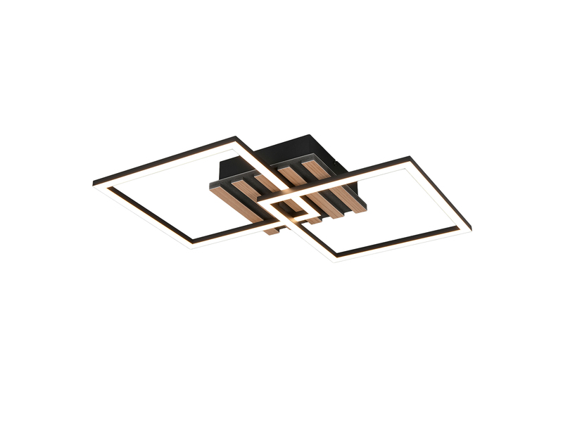 Große LED Deckenleuchte ZARO Schwarz flach quadratisch schwenkbar Breite 59,5cm