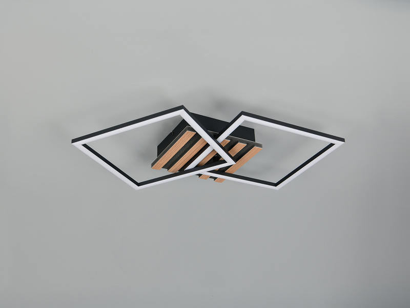 Große LED Deckenleuchte ZARO Schwarz flach quadratisch schwenkbar Breite 59,5cm