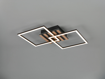 Große LED Deckenleuchte ZARO Schwarz flach quadratisch schwenkbar Breite 59,5cm