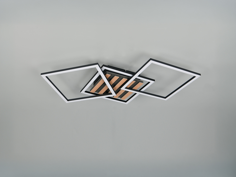 Große LED Deckenleuchte ZARO Schwarz flach quadratisch schwenkbar Breite 74,5cm