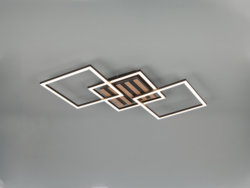 Große LED Deckenleuchte ZARO Schwarz flach quadratisch schwenkbar Breite 74,5cm