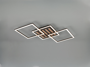 Große LED Deckenleuchte ZARO Schwarz flach quadratisch schwenkbar Breite 74,5cm