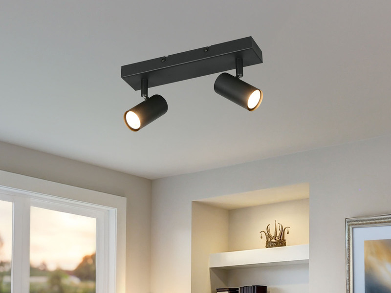 LED Deckenstrahler Schwarz 2-flammig, Breite 26cm