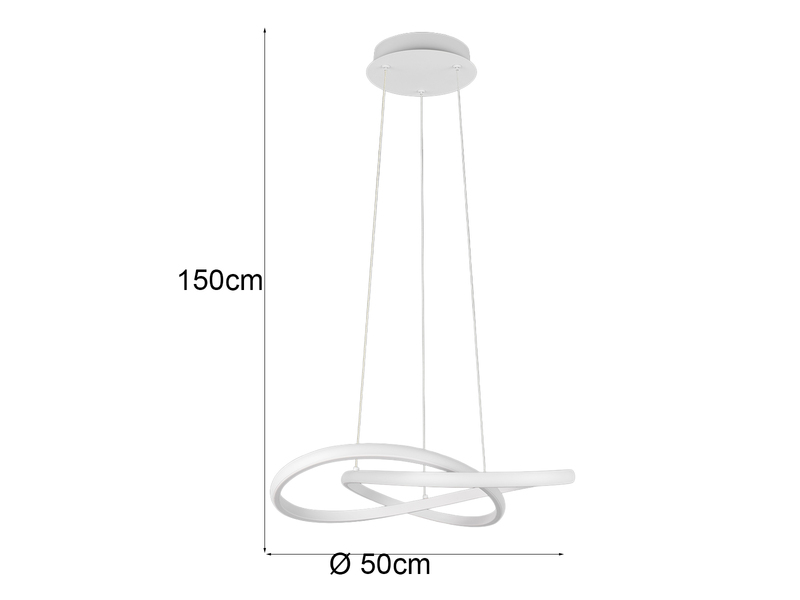 LED Pendelleuchte MANSA Weiß mit Metall Spiralschirm, Neutralweiß 4000K,  Ø 50cm