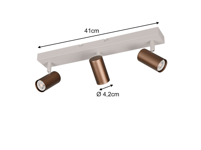 LED Deckenstrahler Coffee / Grau 3-flammig, Breite 41cm