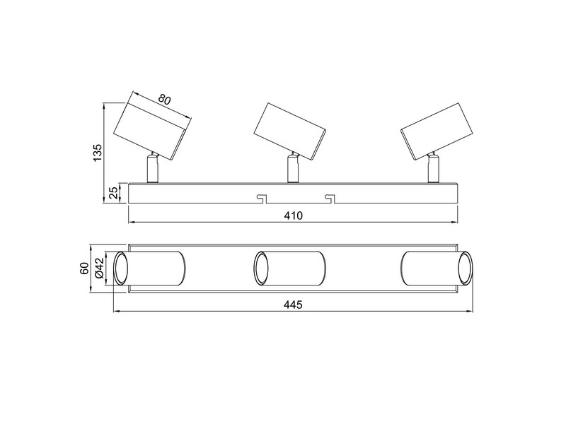 LED Deckenstrahler Coffee / Grau 3-flammig, Breite 41cm