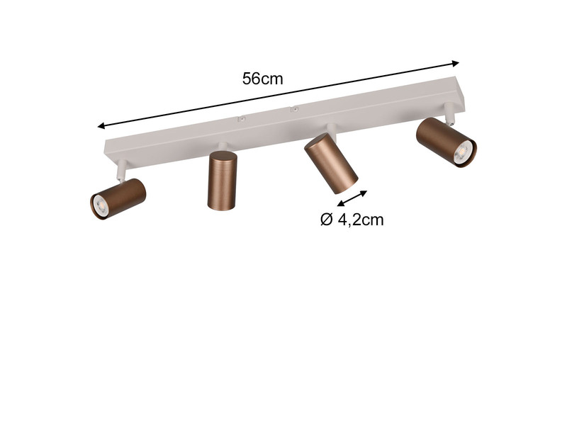 LED Deckenstrahler Coffee / Grau 4-flammig, Breite 56cm