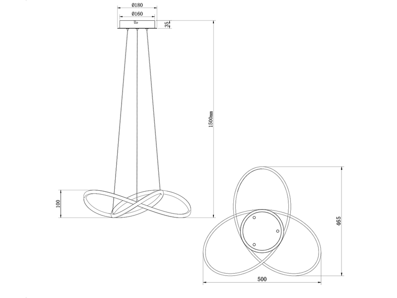 LED Pendelleuchte MANSA Schwarz, Metall Spiralschirm geschwungen, Ø 50cm