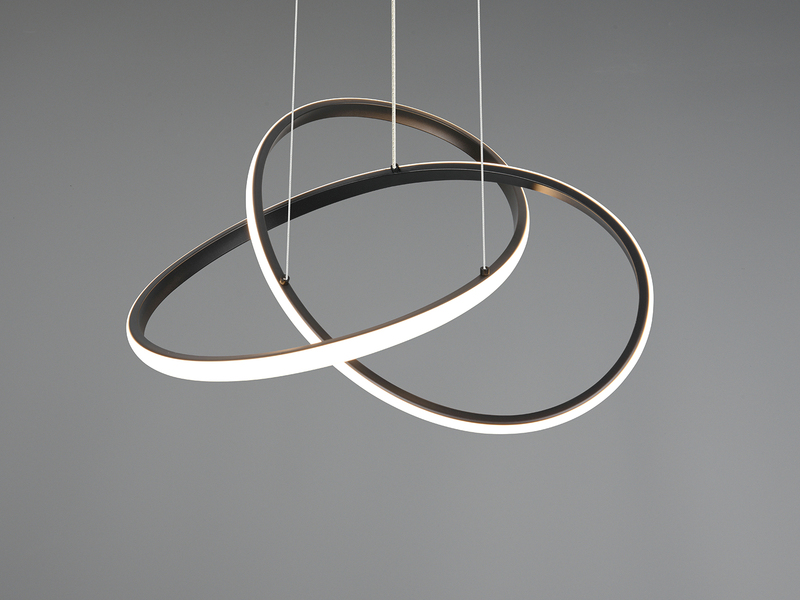 LED Pendelleuchte MANSA Schwarz, Metall Spiralschirm geschwungen, Ø 50cm