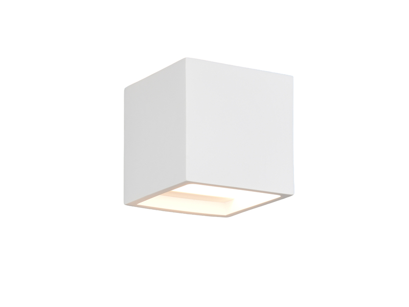 Kleine Wandleuchte DADI aus Gips mit Up and Down Lichteffekt, Würfel 11,5cm