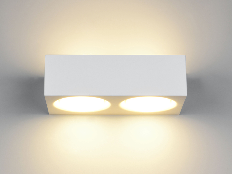 Wandleuchte MATTONE eckig aus Gips mit Up and Down Lichteffekt, Breite 23cm