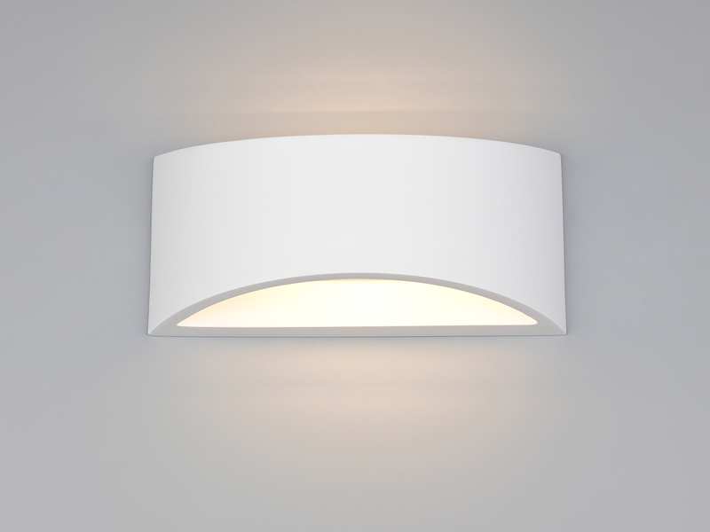 Wandleuchte WACADIA halbrund aus Gips mit Up and Down Lichteffekt, Breite 30cm