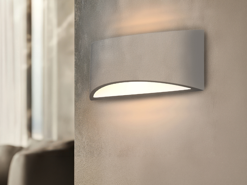 Wandleuchte WACADIA halbrund aus Gips mit Up and Down Lichteffekt, Breite 30cm