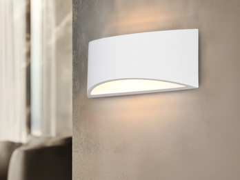 Wandleuchte WACADIA halbrund aus Gips mit Up and Down Lichteffekt, Breite 30cm