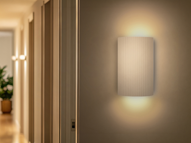 Wandleuchte RAPOSA halbrund aus Gips mit Up and Down Lichteffekt, Höhe 22cm