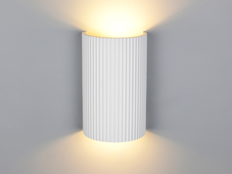 Wandleuchte RAPOSA halbrund aus Gips mit Up and Down Lichteffekt, Höhe 22cm
