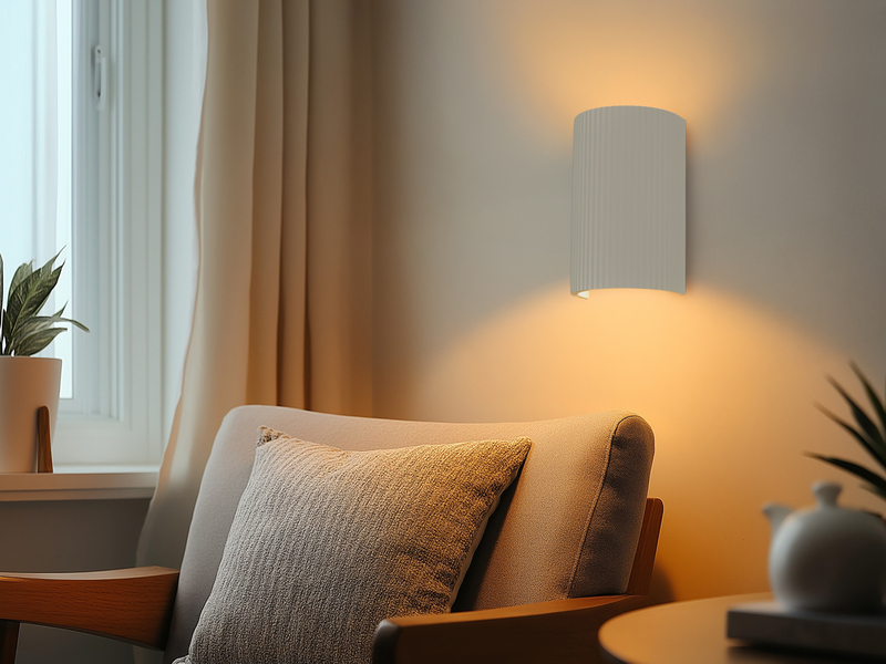 Wandleuchte RAPOSA halbrund aus Gips mit Up and Down Lichteffekt, Höhe 22cm