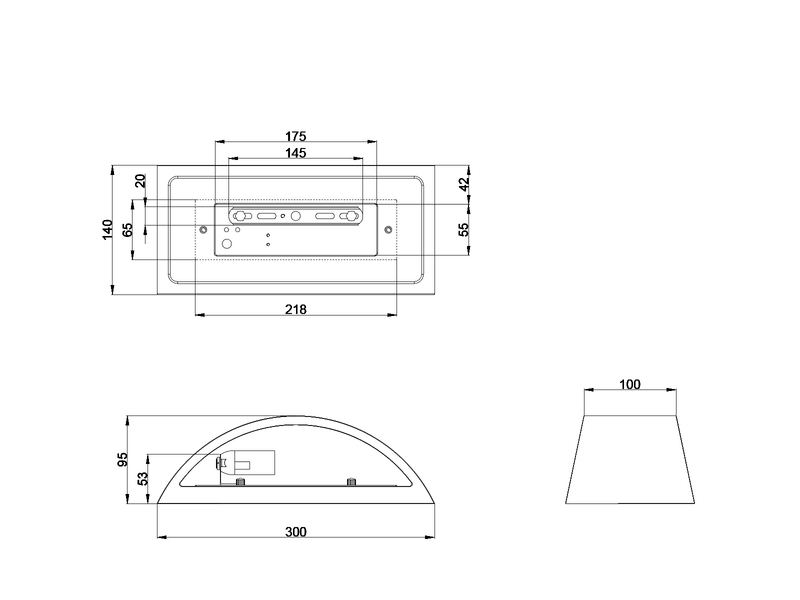 LED Wandleuchte halbrund aus Gips mit Up and Down Lichteffekt, Breite 30cm