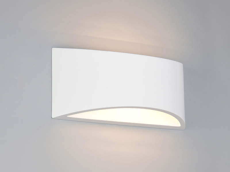 LED Wandleuchte halbrund aus Gips mit Up and Down Lichteffekt, Breite 30cm