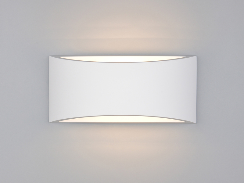 LED Wandleuchte halbrund aus Gips mit Up and Down Lichteffekt, Breite 30cm