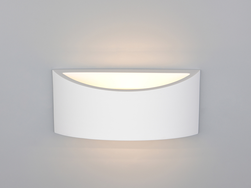 LED Wandleuchte halbrund aus Gips mit Up and Down Lichteffekt, Breite 30cm