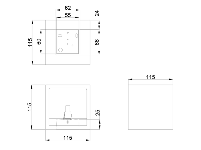 Kleine LED Wandleuchte aus Gips mit Up and Down Lichteffekt, Würfel 11,5cm