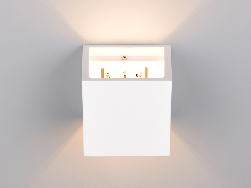 Kleine LED Wandleuchte aus Gips mit Up and Down Lichteffekt, Würfel 11,5cm