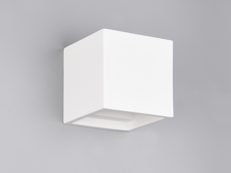 Kleine LED Wandleuchte aus Gips mit Up and Down Lichteffekt, Würfel 11,5cm