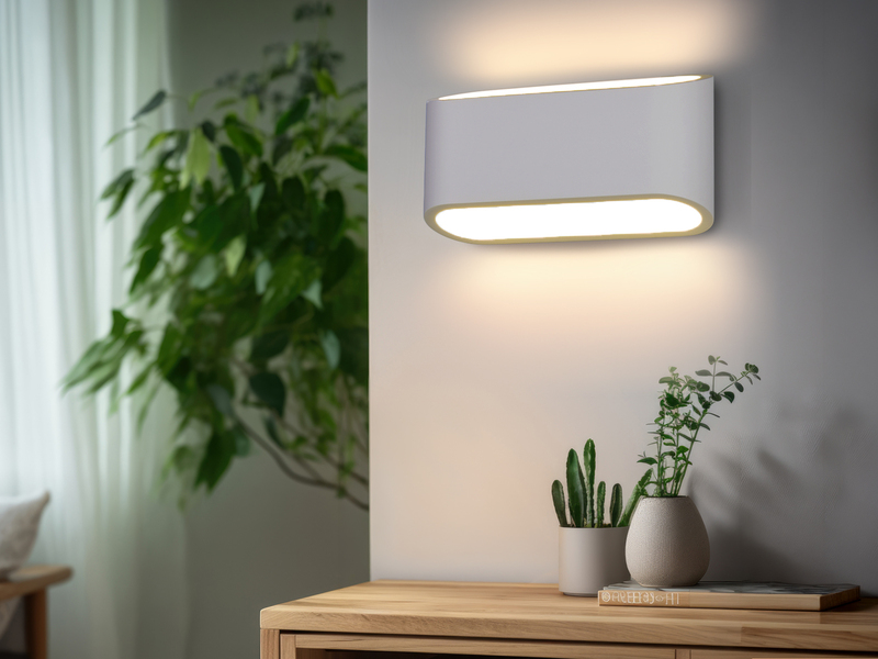 LED Wandleuchte aus Gips mit Up and Down Lichteffekt, Breite 23cm