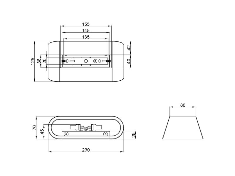 LED Wandleuchte aus Gips mit Up and Down Lichteffekt, Breite 23cm
