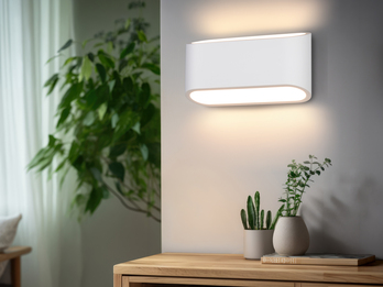 LED Wandleuchte aus Gips mit Up and Down Lichteffekt, Breite 23cm