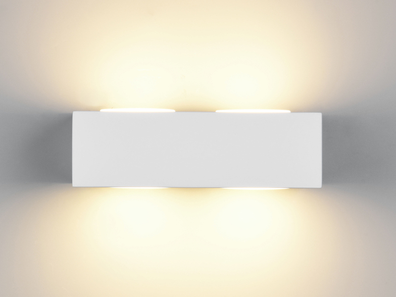 LED Wandleuchte eckig aus Gips mit Up and Down Lichteffekt, Breite 23cm