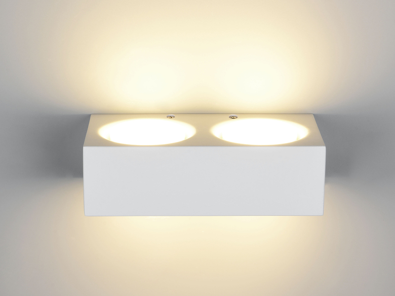 LED Wandleuchte eckig aus Gips mit Up and Down Lichteffekt, Breite 23cm