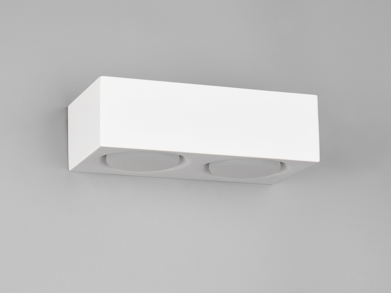 LED Wandleuchte eckig aus Gips mit Up and Down Lichteffekt, Breite 23cm