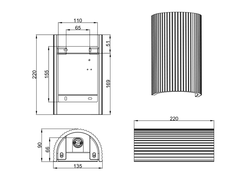 LED Wandleuchte halbrund aus Gips mit Up and Down Lichteffekt, Höhe 22cm