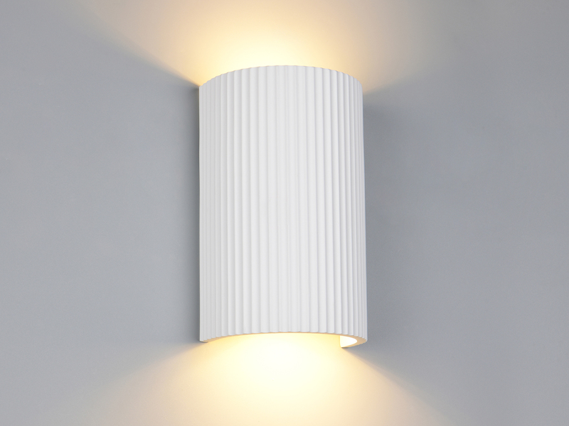 LED Wandleuchte halbrund aus Gips mit Up and Down Lichteffekt, Höhe 22cm
